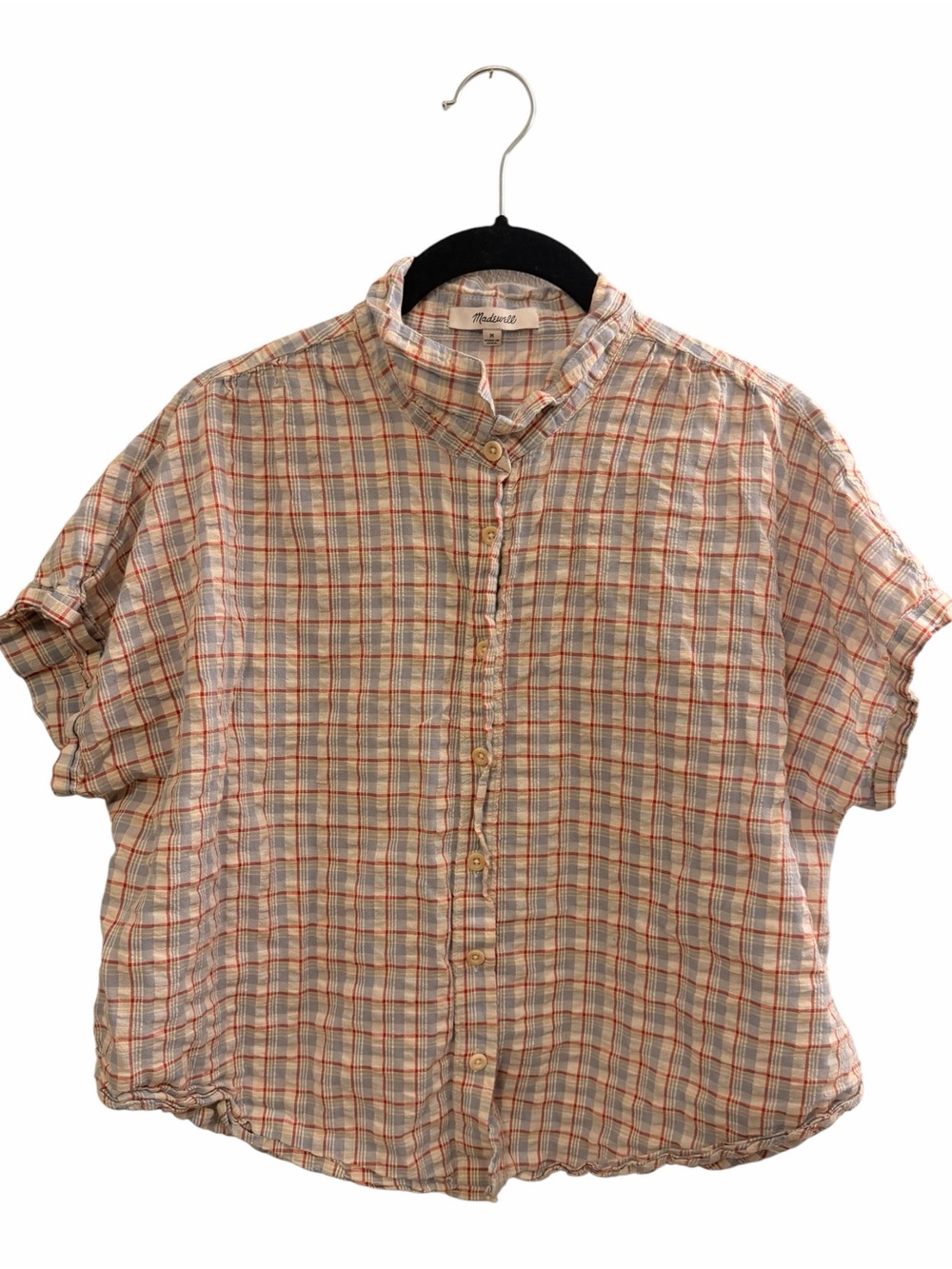 Madewell plaid cotton oversized button down top
